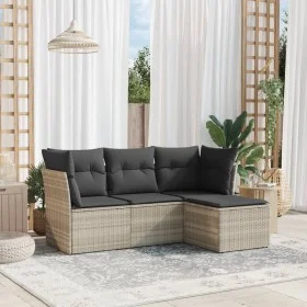 Garden sofa set 4 pieces with gray synthetic rattan cushions by , Garden sets - Ref: Foro24-3249381, Price: 283,67 €, Discoun...