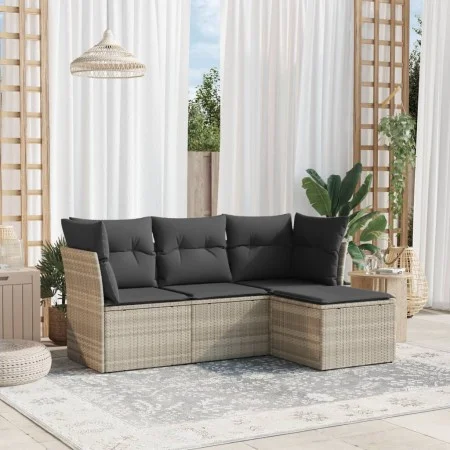 Garden sofa set 4 pieces with gray synthetic rattan cushions by , Garden sets - Ref: Foro24-3249381, Price: 283,67 €, Discoun...