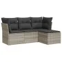 Garden sofa set 4 pieces with gray synthetic rattan cushions by , Garden sets - Ref: Foro24-3249381, Price: 283,67 €, Discoun...