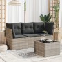Garden sofa set 4 pieces with gray synthetic rattan cushions by , Garden sets - Ref: Foro24-3217222, Price: 267,69 €, Discoun...