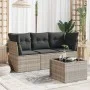 Garden sofa set 4 pieces with gray synthetic rattan cushions by , Garden sets - Ref: Foro24-3217222, Price: 273,99 €, Discoun...