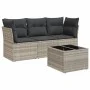 Garden sofa set 4 pieces with gray synthetic rattan cushions by , Garden sets - Ref: Foro24-3217222, Price: 273,99 €, Discoun...