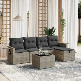 Garden sofa set 6 pieces and gray synthetic rattan cushions by , Garden sets - Ref: Foro24-3263788, Price: 378,91 €, Discount: %