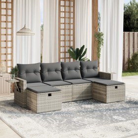 Gartensofagarnitur 6-teilig mit grauen Polstern aus synthetischem Rattan von , Gartensets - Ref: Foro24-3263858, Preis: 363,5...