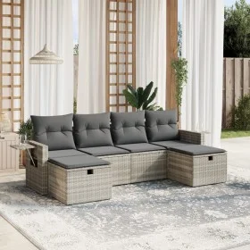 Gartensofagarnitur 6-teilig mit grauen Polstern aus synthetischem Rattan von , Gartensets - Ref: Foro24-3263858, Preis: 378,5...
