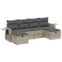 Garden sofa set 6 pieces and gray synthetic rattan cushions by , Garden sets - Ref: Foro24-3263858, Price: 364,37 €, Discount: %