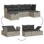Garden sofa set 6 pieces and gray synthetic rattan cushions by , Garden sets - Ref: Foro24-3263858, Price: 378,51 €, Discount: %