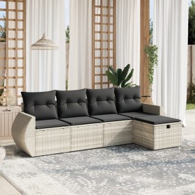 Garden sofa set and cushions 5 pieces light gray synthetic rattan by , Garden sets - Ref: Foro24-3264088, Price: 332,85 €, Di...