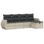Gartensofa-Set und Kissen, 5-teilig, aus hellem grauem Kunststoff-Rattan. von , Gartensets - Ref: Foro24-3264088, Preis: 323,...
