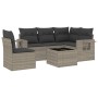 Garden sofa set 6 pieces and gray synthetic rattan cushions by , Garden sets - Ref: Foro24-3252519, Price: 396,80 €, Discount: %