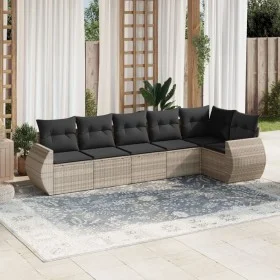 Gartensofagarnitur 6-teilig mit grauen Polstern aus synthetischem Rattan von , Gartensets - Ref: Foro24-3253729, Preis: 439,4...