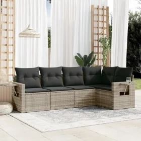 Garden sofa set and cushions 5 pieces light gray synthetic rattan by , Garden sets - Ref: Foro24-3252469, Price: 363,51 €, Di...