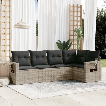 Garden sofa set and cushions 5 pieces light gray synthetic rattan by , Garden sets - Ref: Foro24-3252469, Price: 357,24 €, Di...