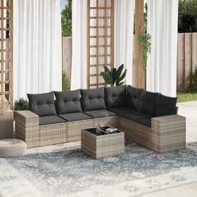 Garden sofa set 7 pieces with light gray PE rattan cushions by , Garden sets - Ref: Foro24-3254959, Price: 478,54 €, Discount: %