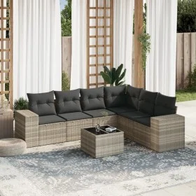 Set de sofás de jardín 7 pzas con cojines ratán PE gris claro de , Conjuntos de jardín - Ref: Foro24-3254959, Precio: 496,68 ...