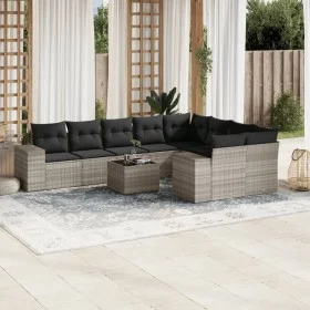 Set of 10-piece garden sofas with light gray synthetic rattan cushions by , Garden sets - Ref: Foro24-3223051, Price: 690,41 ...