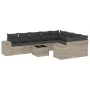 Set of 10-piece garden sofas with light gray synthetic rattan cushions by , Garden sets - Ref: Foro24-3223051, Price: 690,41 ...
