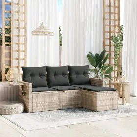 Garden sofa set 4 pieces with gray synthetic rattan cushions by , Garden sets - Ref: Foro24-3220071, Price: 270,11 €, Discoun...