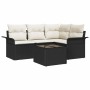 Conjunto de sofá de jardín con cojín 5 pcs Negro Poliratán