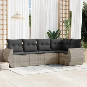 Garden sofa set and cushions 5 pieces light gray synthetic rattan by , Garden sets - Ref: Foro24-3221331, Price: 383,28 €, Di...