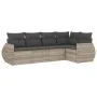 Garden sofa set and cushions 5 pieces light gray synthetic rattan by , Garden sets - Ref: Foro24-3221331, Price: 383,28 €, Di...