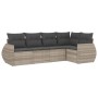 Gartensofa-Set und Kissen, 5-teilig, aus hellem grauem Kunststoff-Rattan. von , Gartensets - Ref: Foro24-3221331, Preis: 367,...