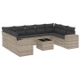 Gartensofa-Set, 10-teilig, mit Kissen, aus hellem grauen Kunststoff-Rattan. von , Gartensets - Ref: Foro24-3223011, Preis: 67...
