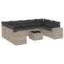 Set of 10-piece garden sofas with light gray synthetic rattan cushions by , Garden sets - Ref: Foro24-3223011, Price: 689,75 ...