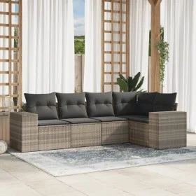 Garden sofa set and cushions 5 pieces light gray synthetic rattan by , Garden sets - Ref: Foro24-3254869, Price: 379,54 €, Di...