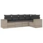 Garden sofa set and cushions 5 pieces light gray synthetic rattan by , Garden sets - Ref: Foro24-3254869, Price: 379,54 €, Di...