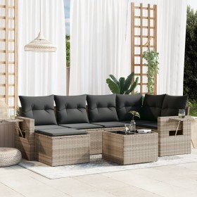 Garden sofa set 7 pieces with light gray PE rattan cushions by , Garden sets - Ref: Foro24-3220471, Price: 451,90 €, Discount: %