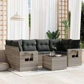 Garden sofa set 7 pieces with light gray PE rattan cushions by , Garden sets - Ref: Foro24-3219921, Price: 490,21 €, Discount: %