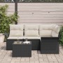 Conjunto de sofá de jardín con cojín 5 pcs Negro Poliratán