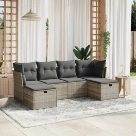 Garden sofa set 6 pieces and gray synthetic rattan cushions by , Garden sets - Ref: Foro24-3263238, Price: 381,66 €, Discount: %