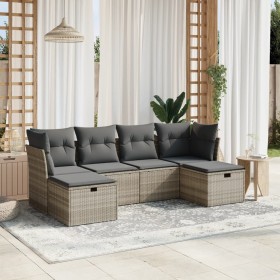 Gartensofagarnitur 6-teilig mit grauen Polstern aus synthetischem Rattan von , Gartensets - Ref: Foro24-3263238, Preis: 365,6...