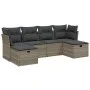 Garden sofa set 6 pieces and gray synthetic rattan cushions by , Garden sets - Ref: Foro24-3263238, Price: 381,66 €, Discount: %
