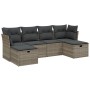 Gartensofagarnitur 6-teilig mit grauen Polstern aus synthetischem Rattan von , Gartensets - Ref: Foro24-3263238, Preis: 366,8...