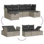 Garden sofa set 6 pieces and gray synthetic rattan cushions by , Garden sets - Ref: Foro24-3263238, Price: 381,66 €, Discount: %