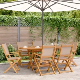 7-piece garden dining set, solid wood with gray taupe fabric. by , Garden sets - Ref: Foro24-3281714, Price: 495,60 €, Discou...