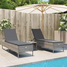 Set of 3-piece synthetic rattan sun loungers with gray cushions by , Loungers - Ref: Foro24-3284265, Price: 295,03 €, Discoun...