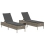 Set of 3-piece synthetic rattan sun loungers with gray cushions by , Loungers - Ref: Foro24-3284265, Price: 273,79 €, Discoun...