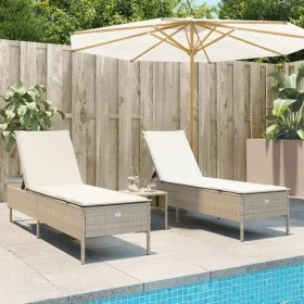 Set of 3-piece synthetic rattan sun loungers with beige cushions by , Loungers - Ref: Foro24-3284267, Price: 315,93 €, Discou...