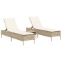 Set of 3-piece synthetic rattan sun loungers with beige cushions by , Loungers - Ref: Foro24-3284267, Price: 336,59 €, Discou...
