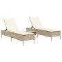 Set of 3-piece synthetic rattan sun loungers with beige cushions by , Loungers - Ref: Foro24-3284267, Price: 315,93 €, Discou...