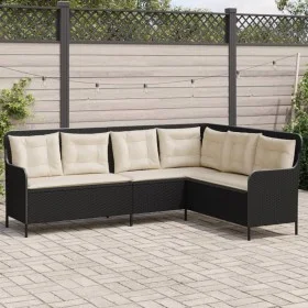 L-shaped garden sofa with black synthetic rattan cushions by , Outdoor sofas - Ref: Foro24-369000, Price: 348,69 €, Discount: %