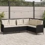 Sofá de jardín en forma de L con cojines ratán sintético negro de , Sofás de exterior - Ref: Foro24-369000, Precio: 348,69 €,...