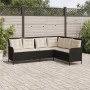 L-förmiges Gartensofa mit schwarzen Kissen aus synthetischem Rattan von , Outdoor-Sofas - Ref: Foro24-369000, Preis: 355,53 €...