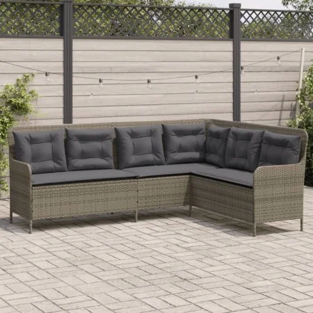 L-shaped garden sofa with gray synthetic rattan cushions by , Outdoor sofas - Ref: Foro24-369002, Price: 355,21 €, Discount: %