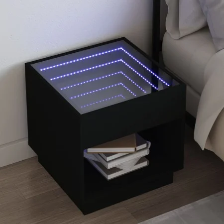 Mesita de noche con Infinity LED negra 50x50x50 cm de , Mesitas de noche - Ref: Foro24-3284085, Precio: 87,16 €, Descuento: %