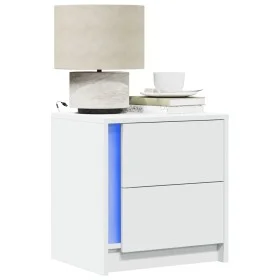 Nachttische mit LED-Lichtern 2 Stück weißes Ingenieurholz von , Nachttische - Ref: Foro24-852048, Preis: 88,74 €, Rabatt: %